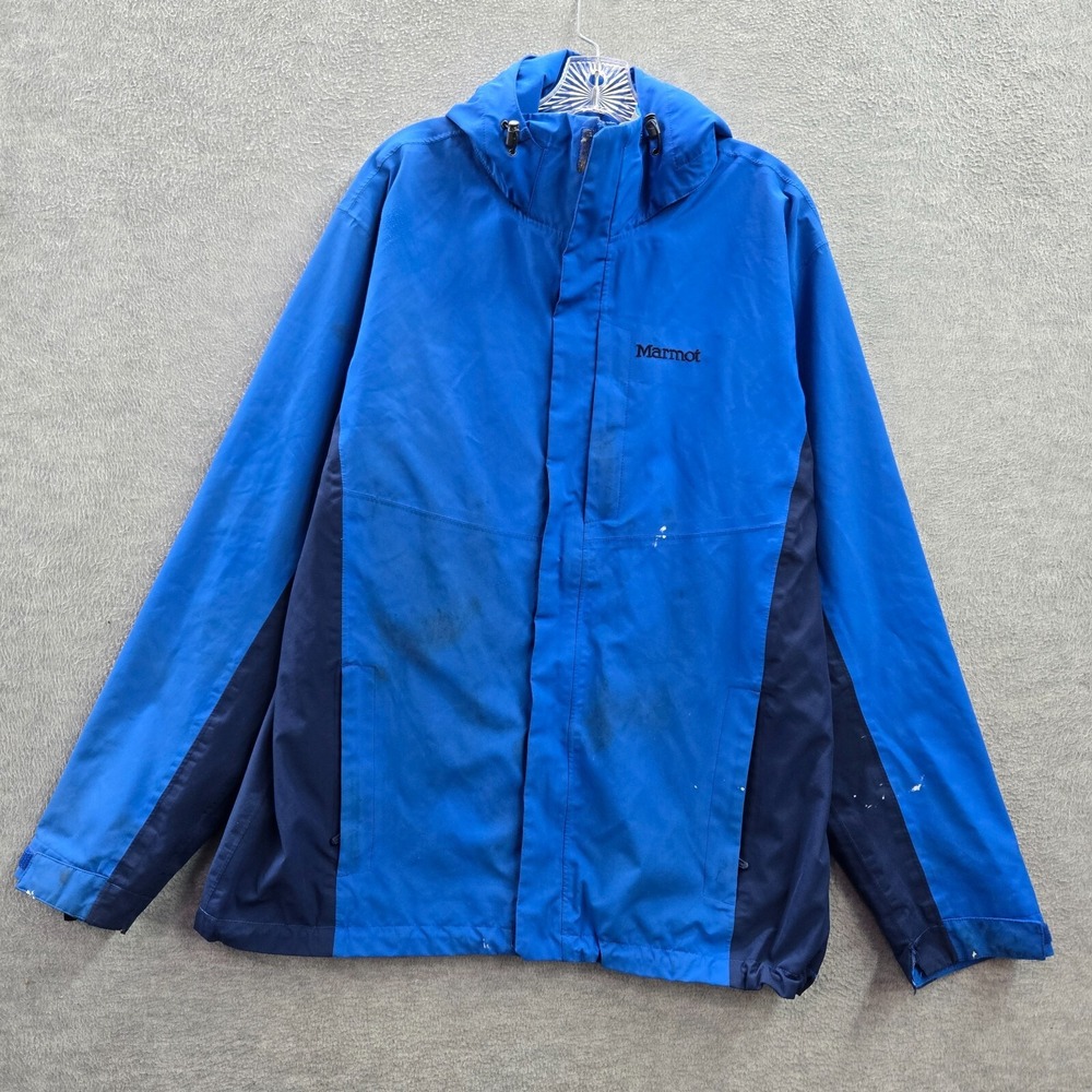 Marmot Men Jacket L Blue Castleton Component Hooded Snowboard Ski READ